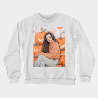 Halloween Pumpkin Girl Crewneck Sweatshirt